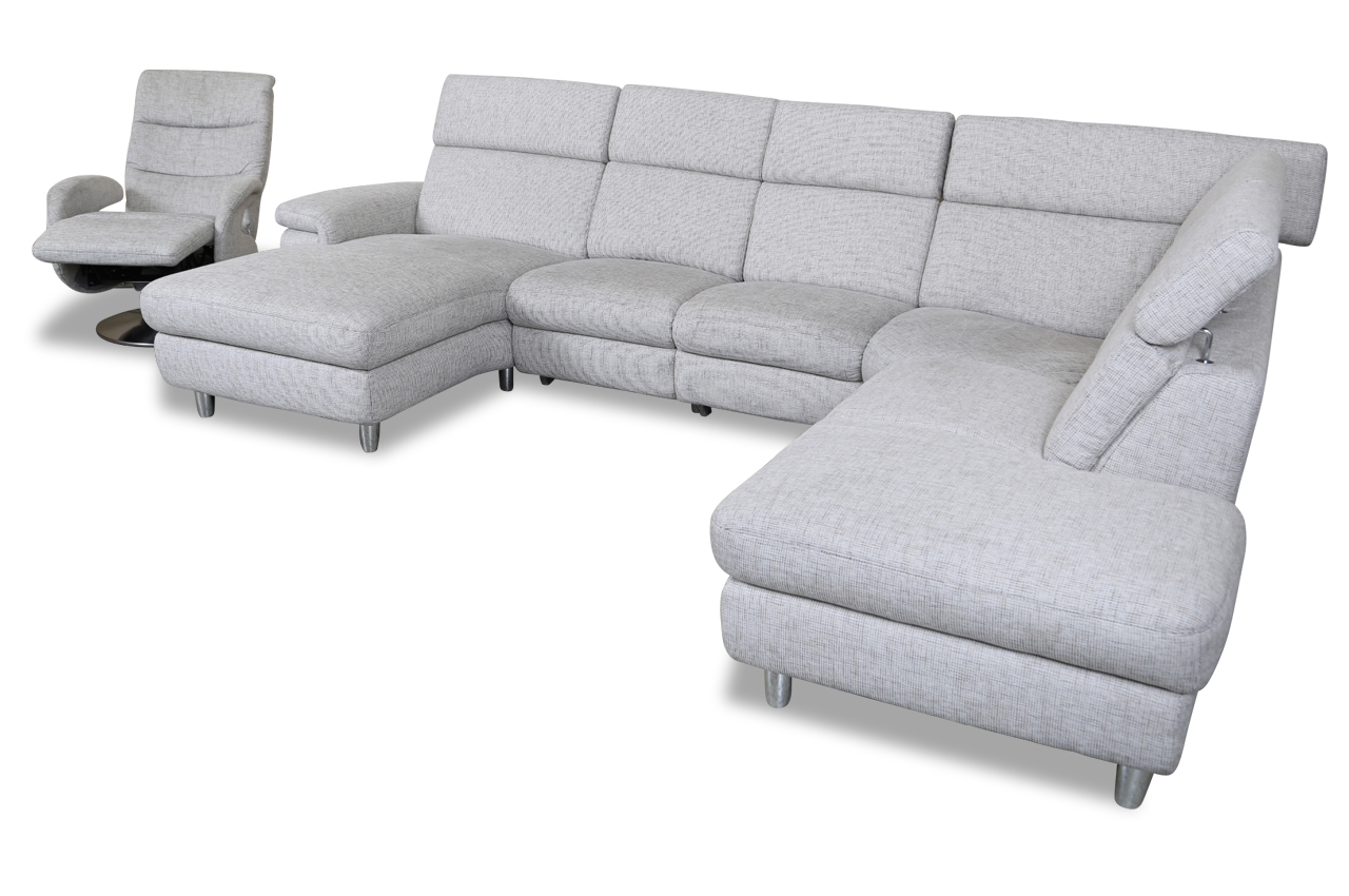 Wohnlandschaft mit Sessel   Grau | Sofas zum halben Preis