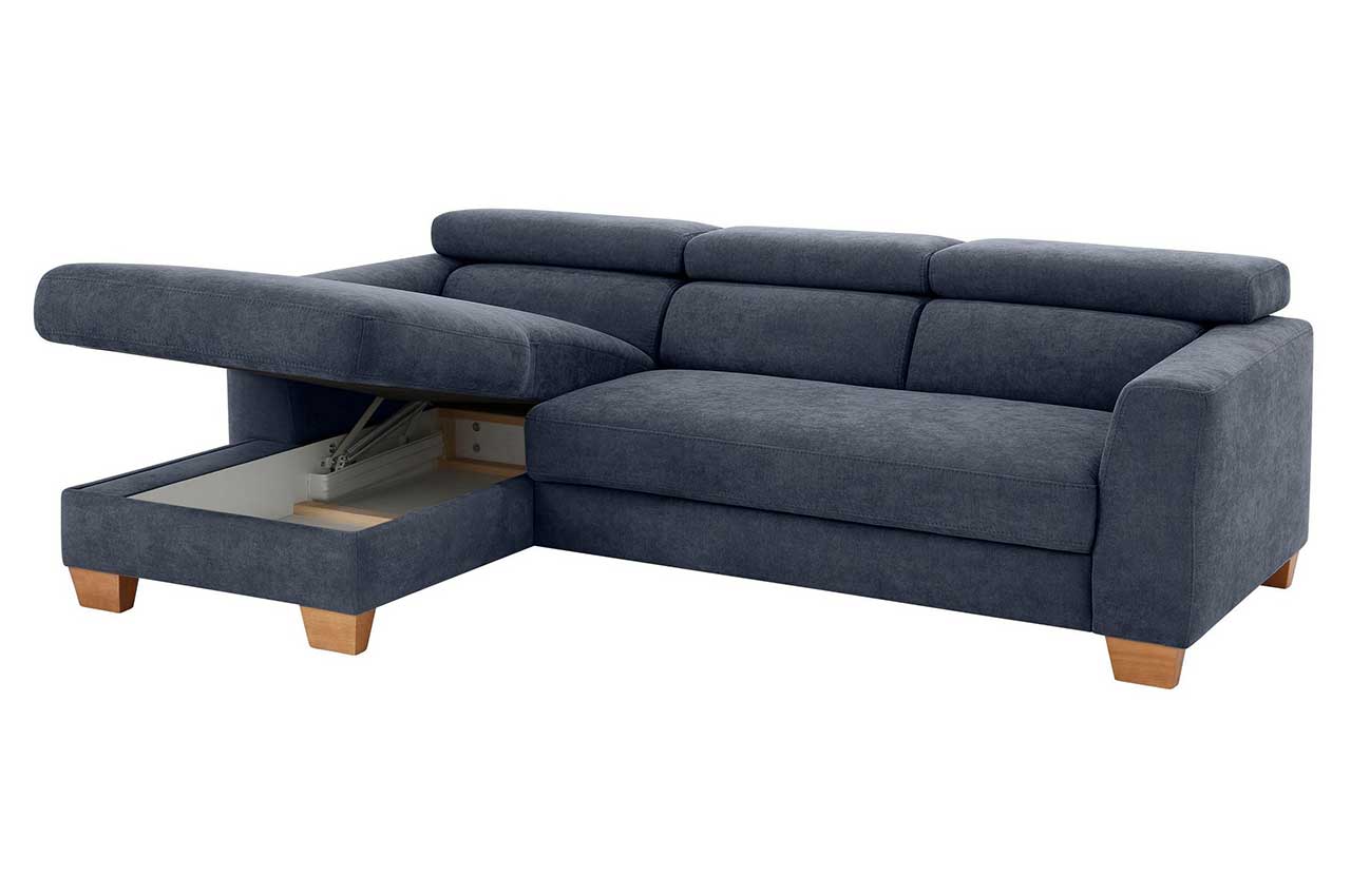 Ecksofa Links - Mit Schlaffunktion - Blau | Sofas Zum Halben Preis