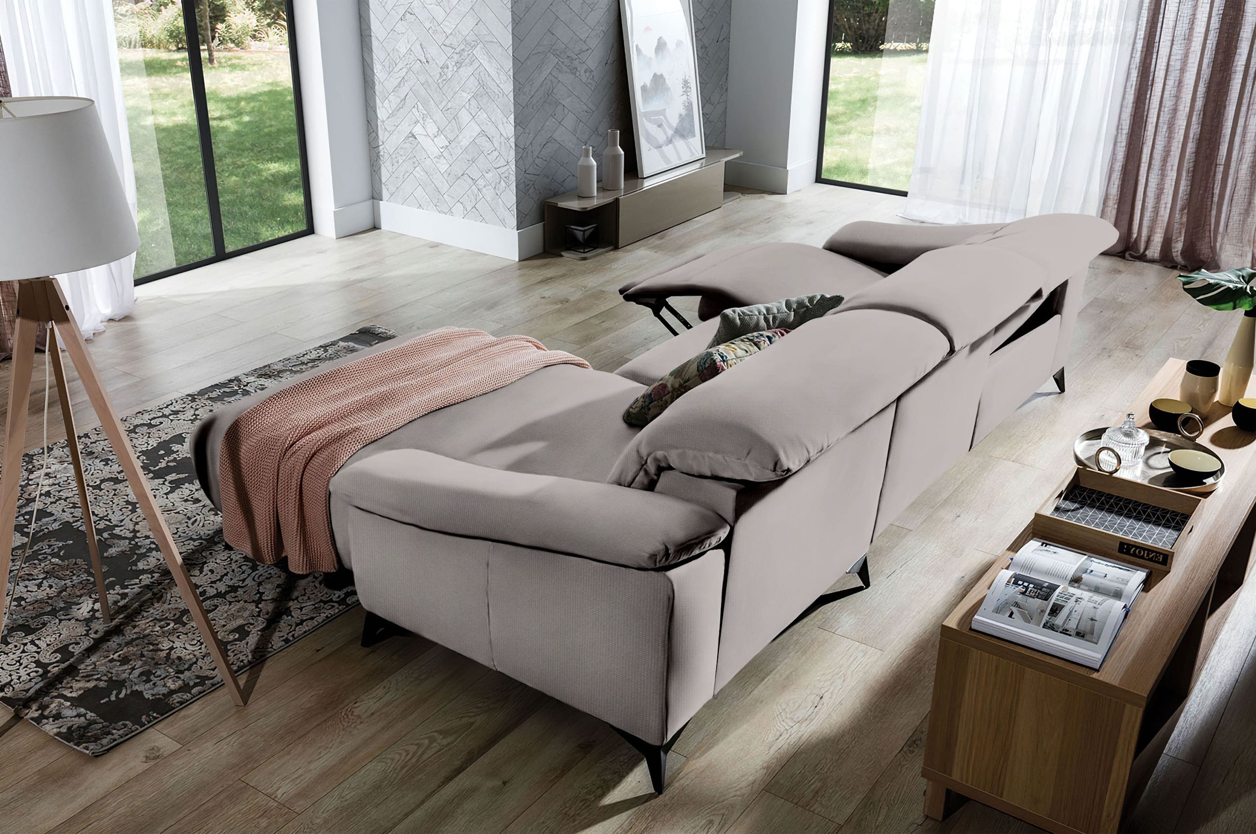 Eckcouch Gappa rechts   mit Relax   Beige   Sofas zum halben Preis