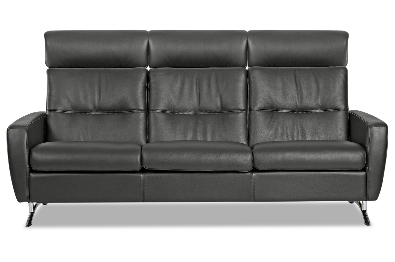 Calia Italia Leder 3er-Sofa Stella C100HB - Anthrazit ...